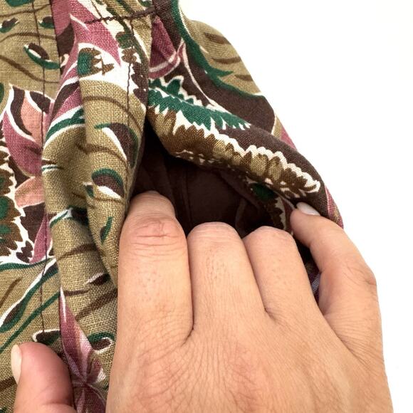 Madewell Goldie Mini Dress in 100% Linen Dark Coffee Tropical Print - Picture 5 of 11